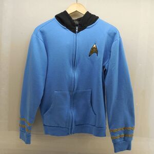 Star Trek Hoodie Mens Medium Blue Full Zip Uniform Costume Fleece Gold Trim